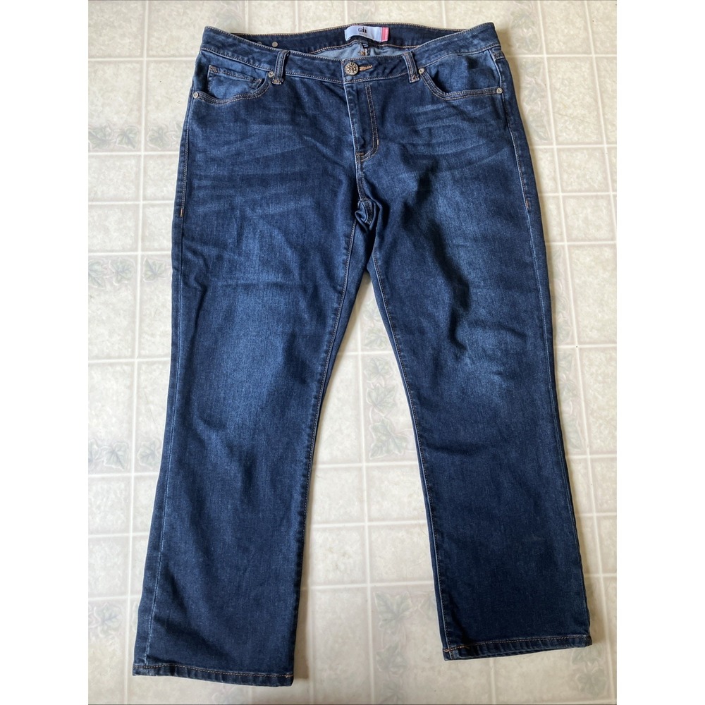 Cabi Jeans Women Blue New Crop Straight Leg Denim Pants Style 5086 Dark Wash 12
